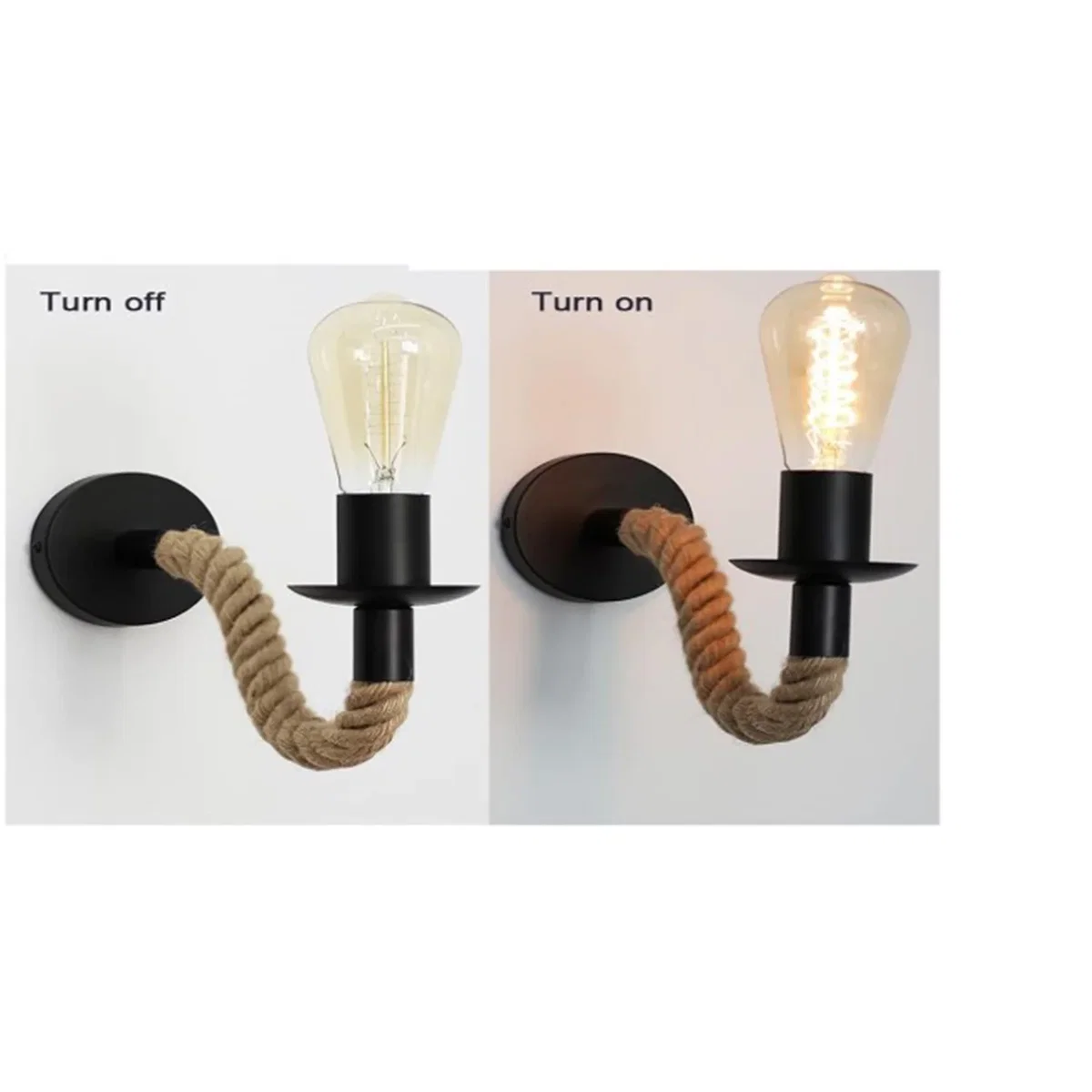 Industrial Hemp Rope Wall Lamp – image 2