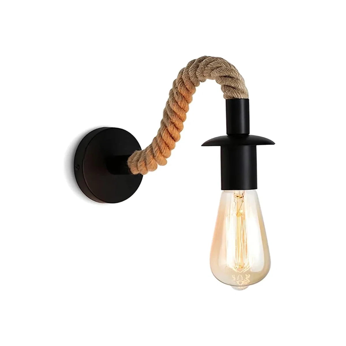 Industrial Hemp Rope Wall Lamp – image 1