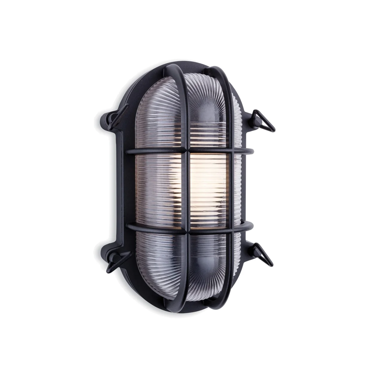 Turin Outdoor Bulkhead Wall Light Oval Black IP65 E27 - Black