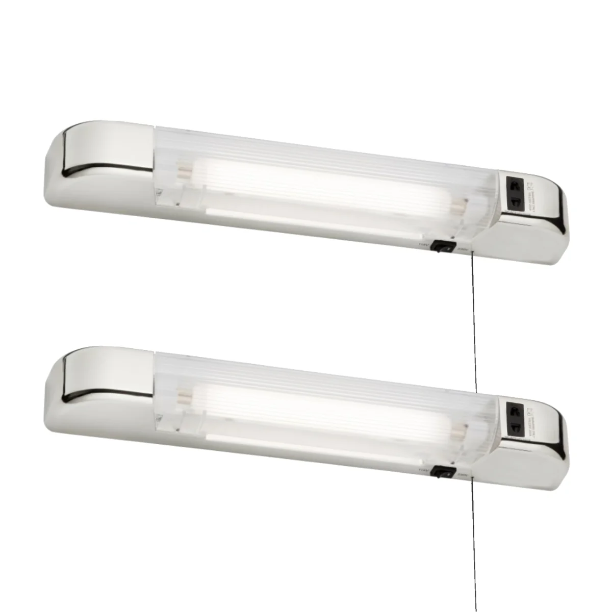 Set Of 2 Rise Chrome Bathroom Shaver Lights - Chrome & Frosted – image 1