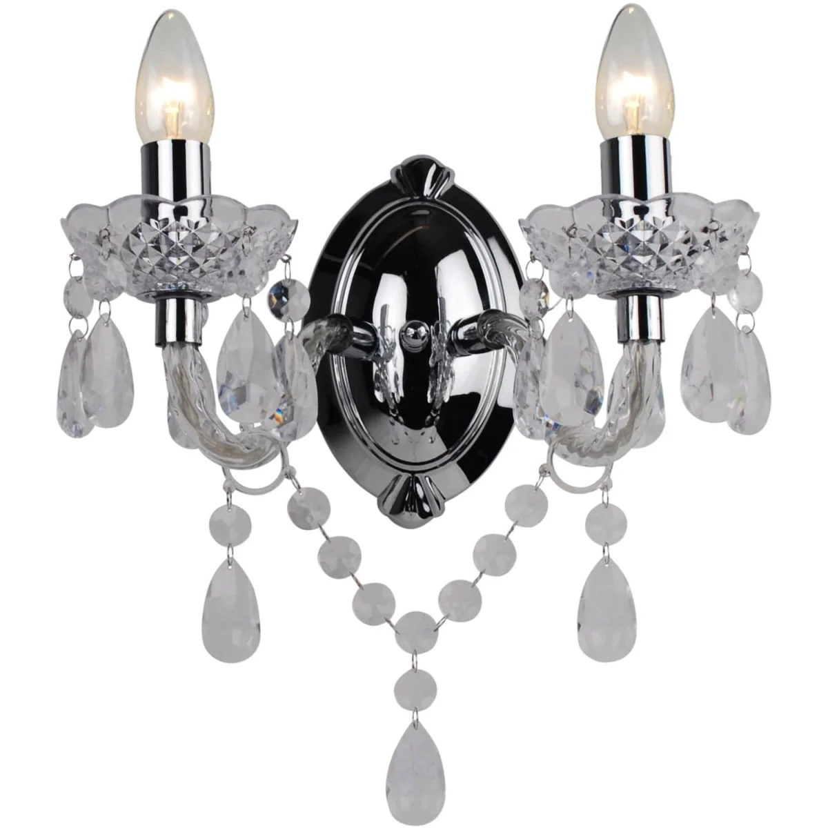 Set Of 2 Clear And Chrome Marie Therese Style 2 X 40w Wall Light - Clear – image 2
