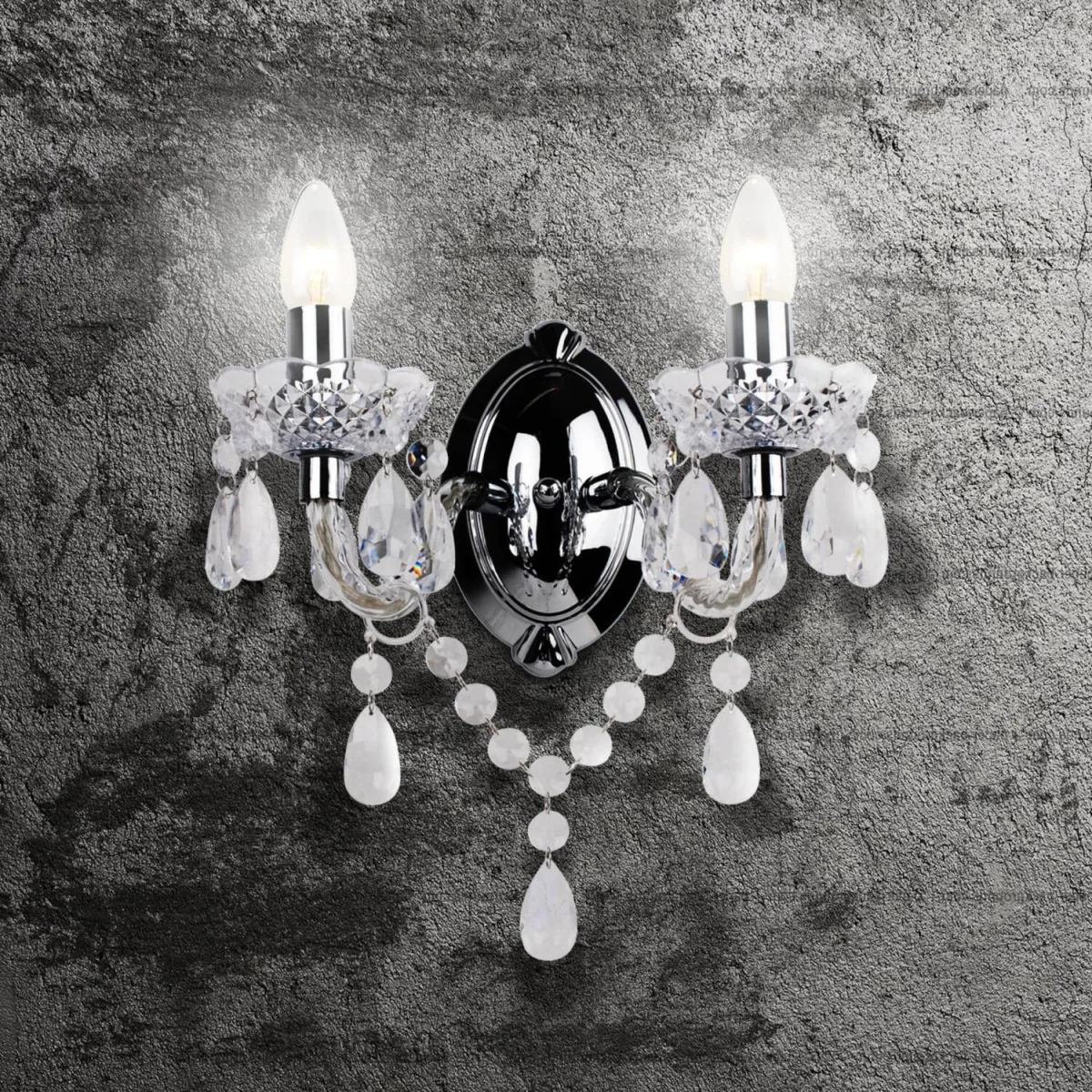 Set Of 2 Clear And Chrome Marie Therese Style 2 X 40w Wall Light - Clear – image 3