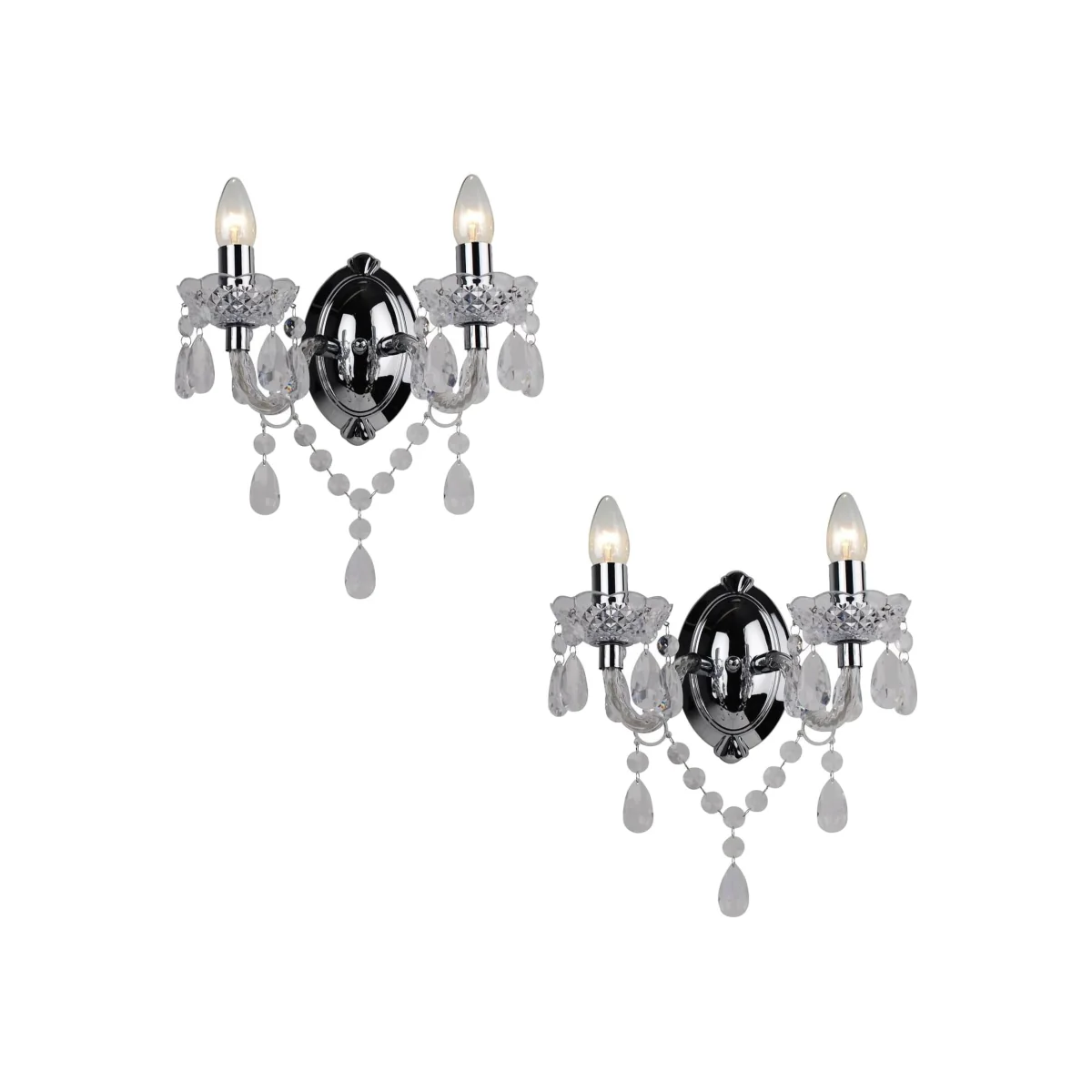 Set Of 2 Clear And Chrome Marie Therese Style 2 X 40w Wall Light - Clear – image 1