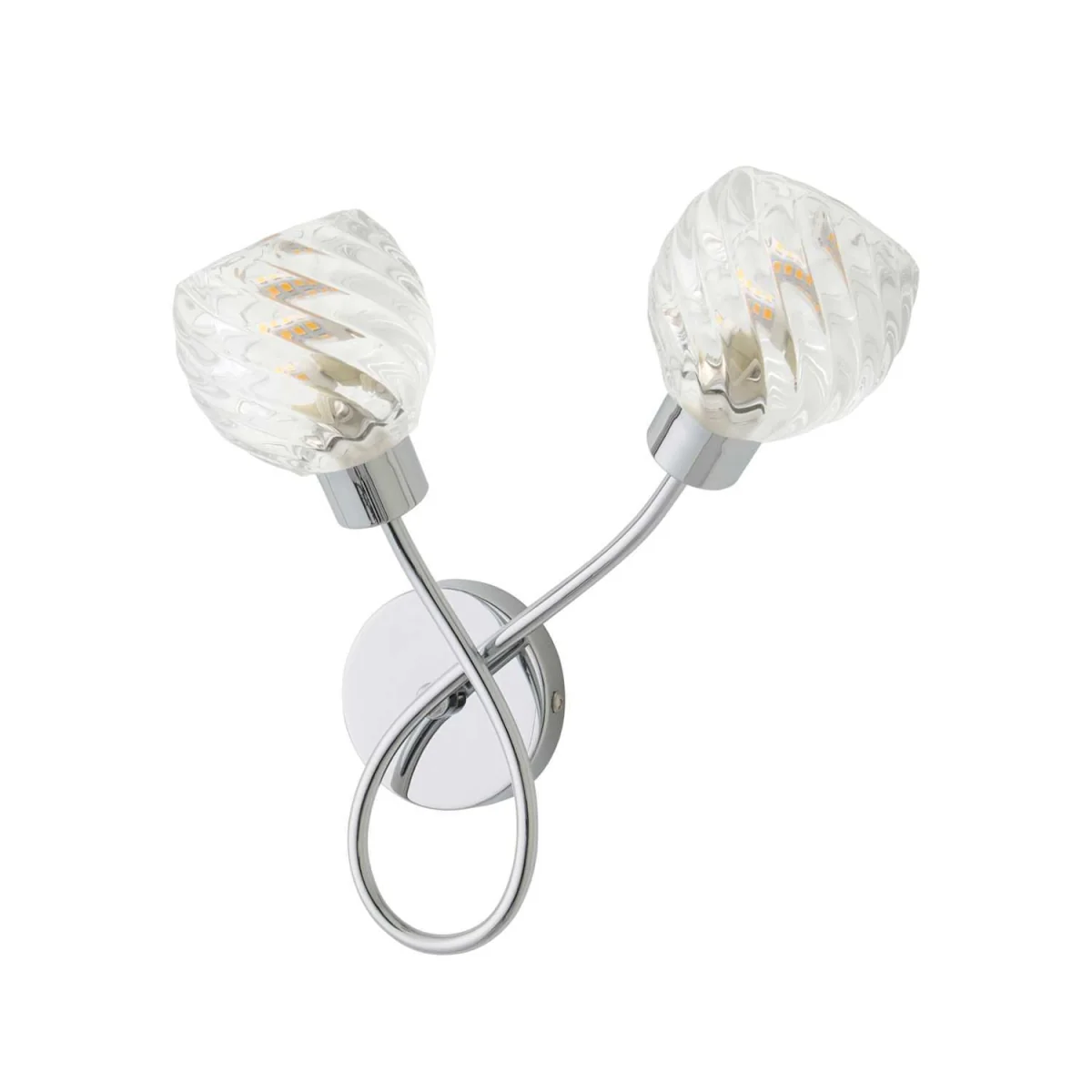 Reyka Chrome 2 Way Wall Light with Crystal Glass Shades - Chrome / 1.44kg / 3W / 0 – image 2