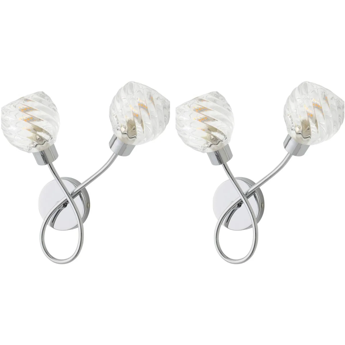 Reyka Chrome 2 Way Wall Light with Crystal Glass Shades - Chrome / 1.44kg / 3W / 0 – image 6