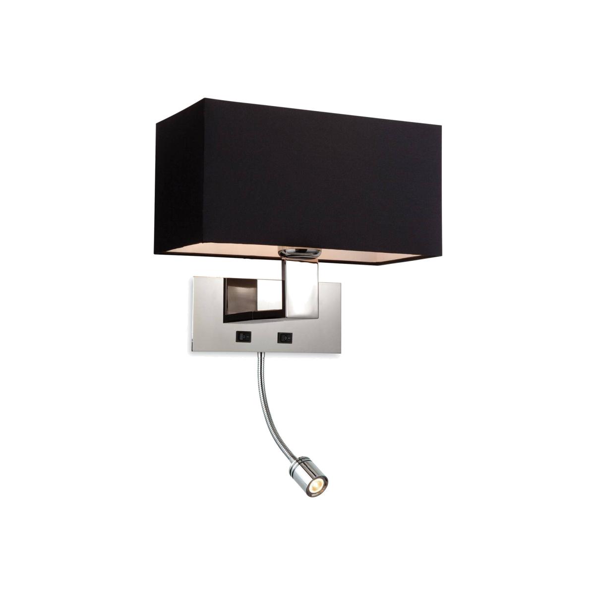Prince 1 Light 2 Light Switched Indoor Wall Light Polished Stainless Steel - Black – image 1