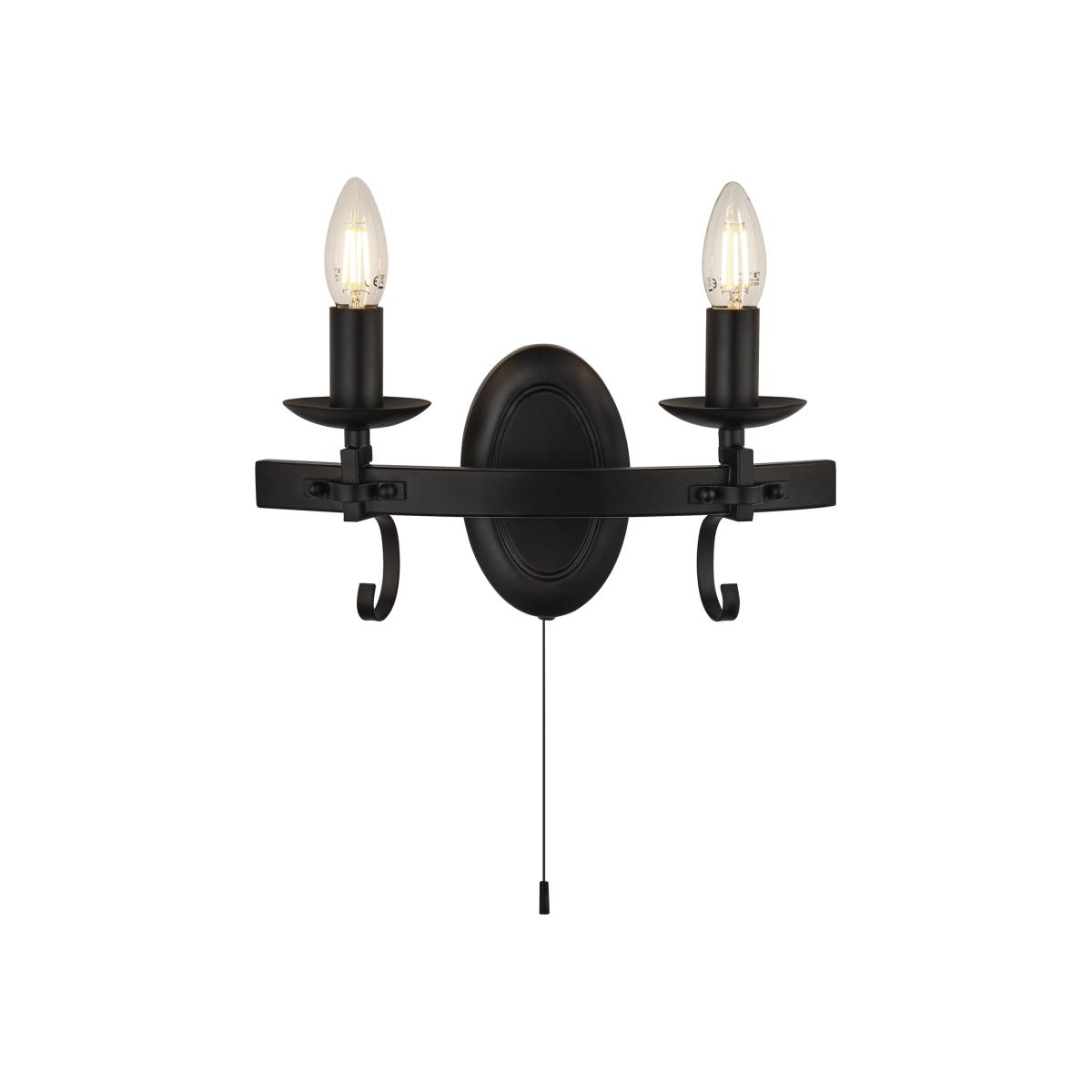 Malo Matt black 2Lt Wall Light - Black
