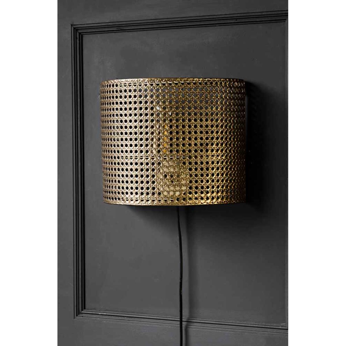 Gold Metal Wicker Effect Plug In Wall Light – image 2