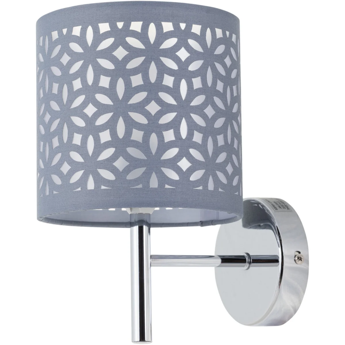 Set Of 2 Brea Wall Lights - Polished Chrome Plate And Grey Cut Out Cotton – image 2