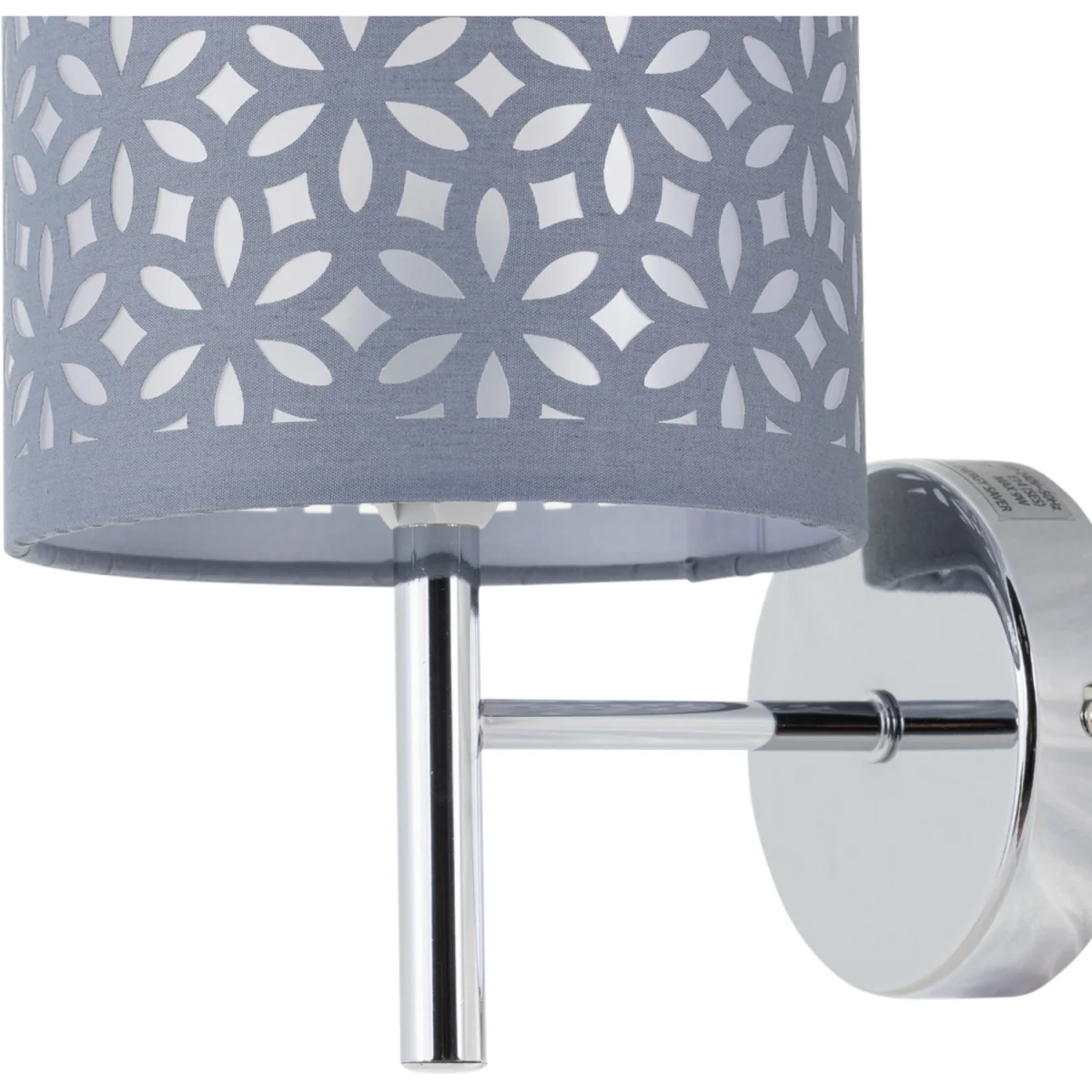 Set Of 2 Brea Wall Lights - Polished Chrome Plate And Grey Cut Out Cotton – image 3