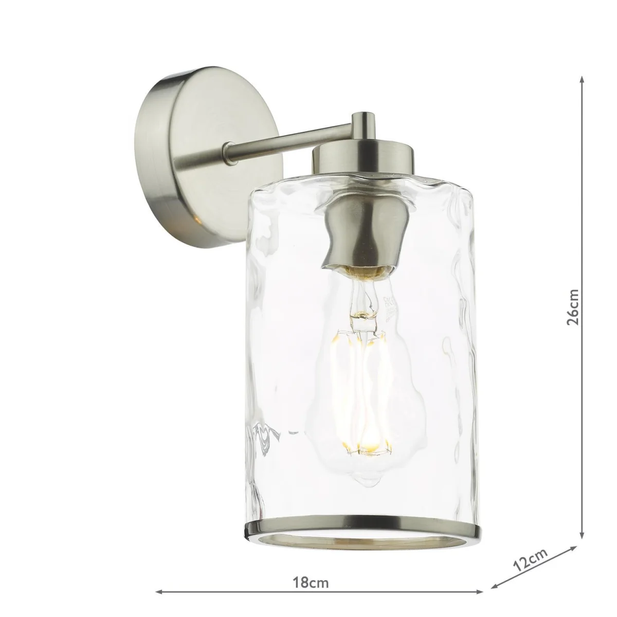 Olsen Wall Light Satin Chrome Dimple Glass – image 3