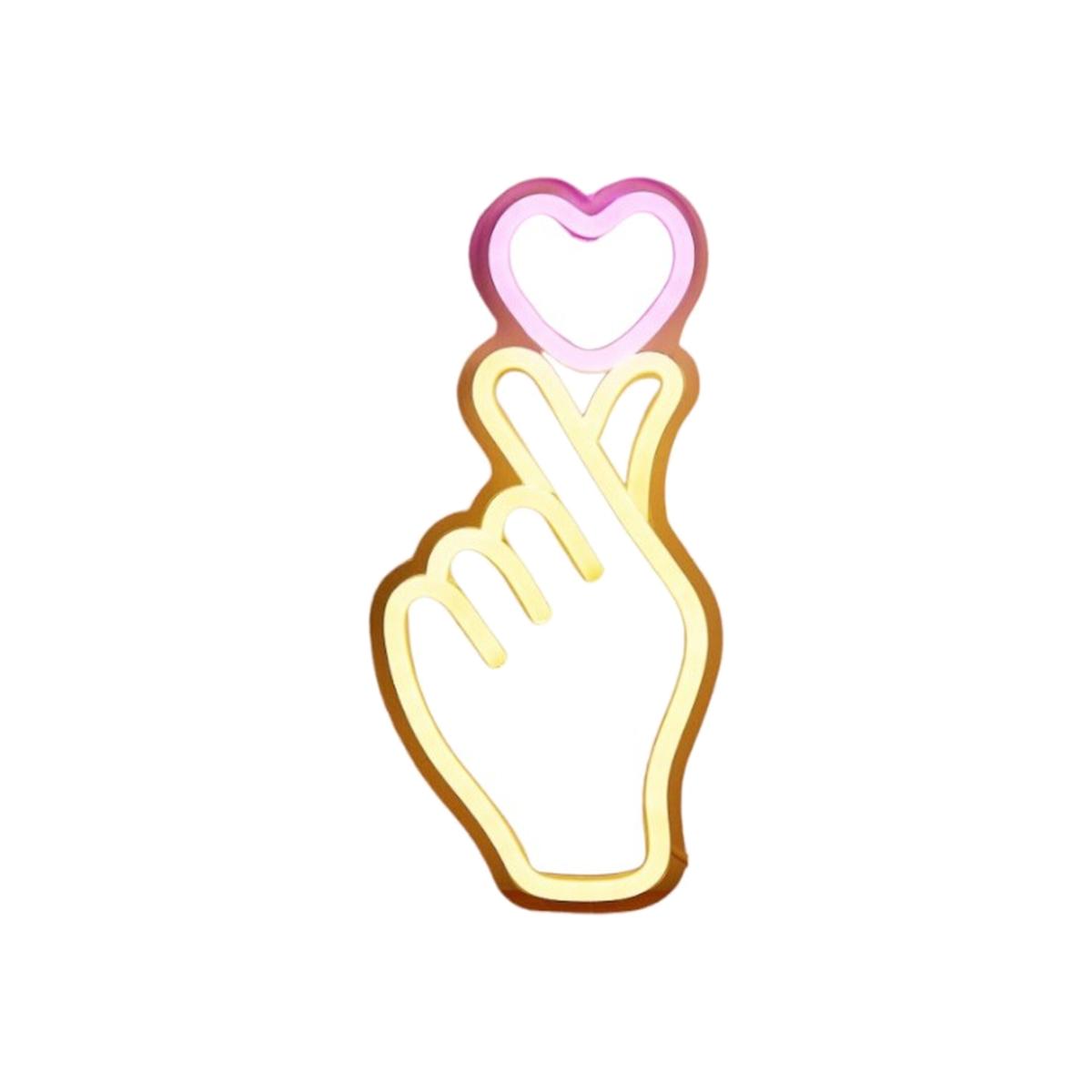 Hand And Heart Neon Sign - White