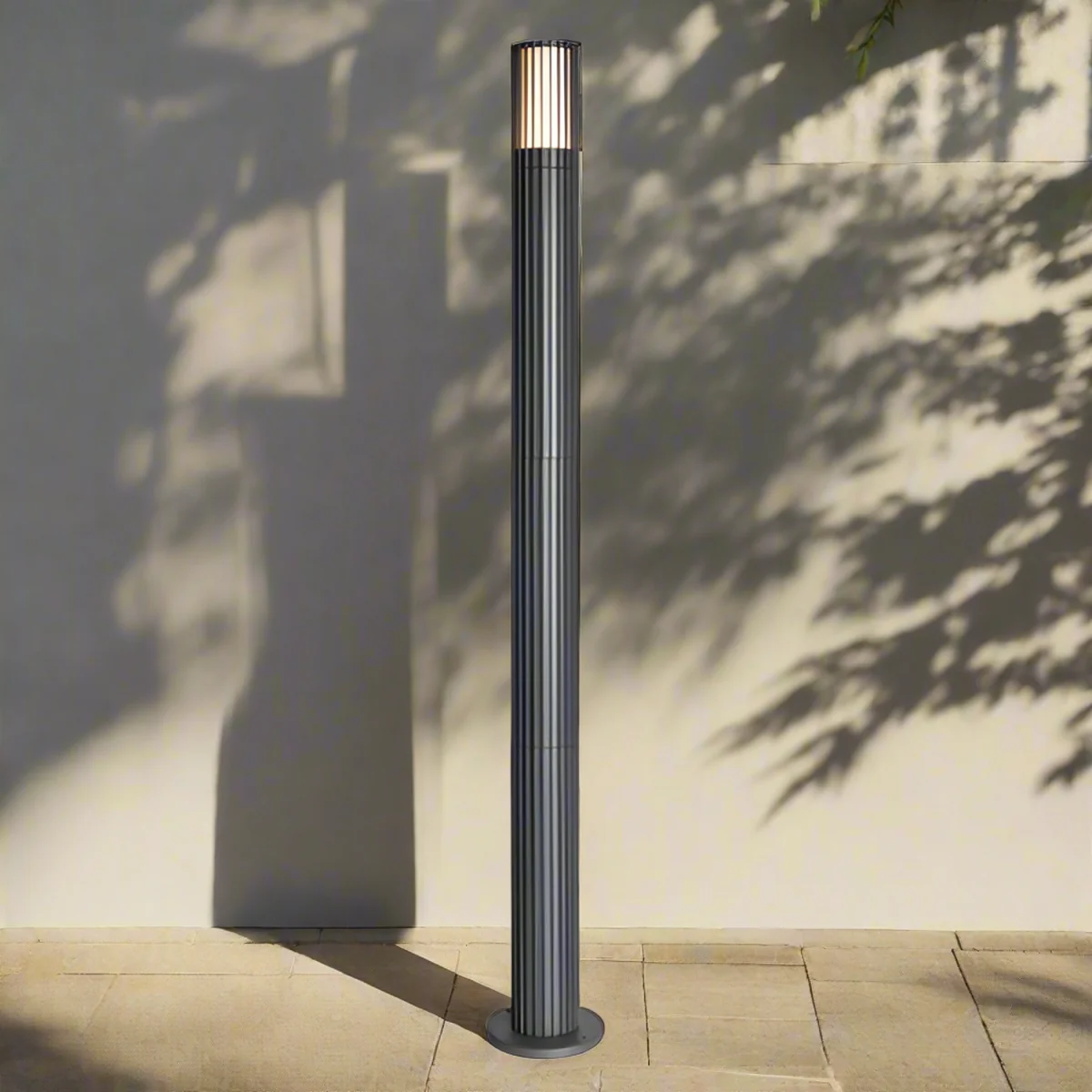 LILLY Ribbed GU10 Outdoor Bollard Post Light IP44 - Anthracite Dark Grey – image 2