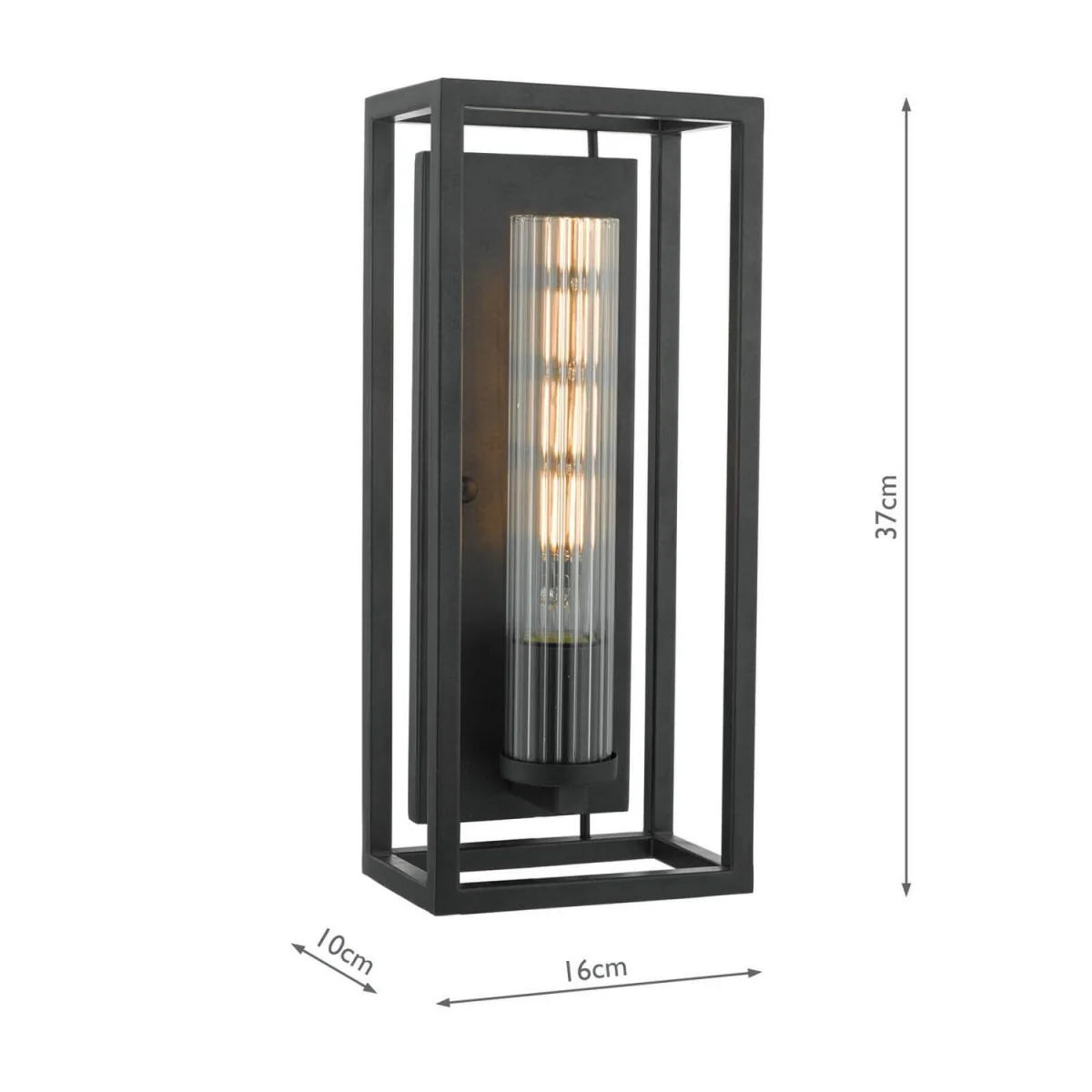 Felipe Wall Light Black Ribbed Glass – image 2