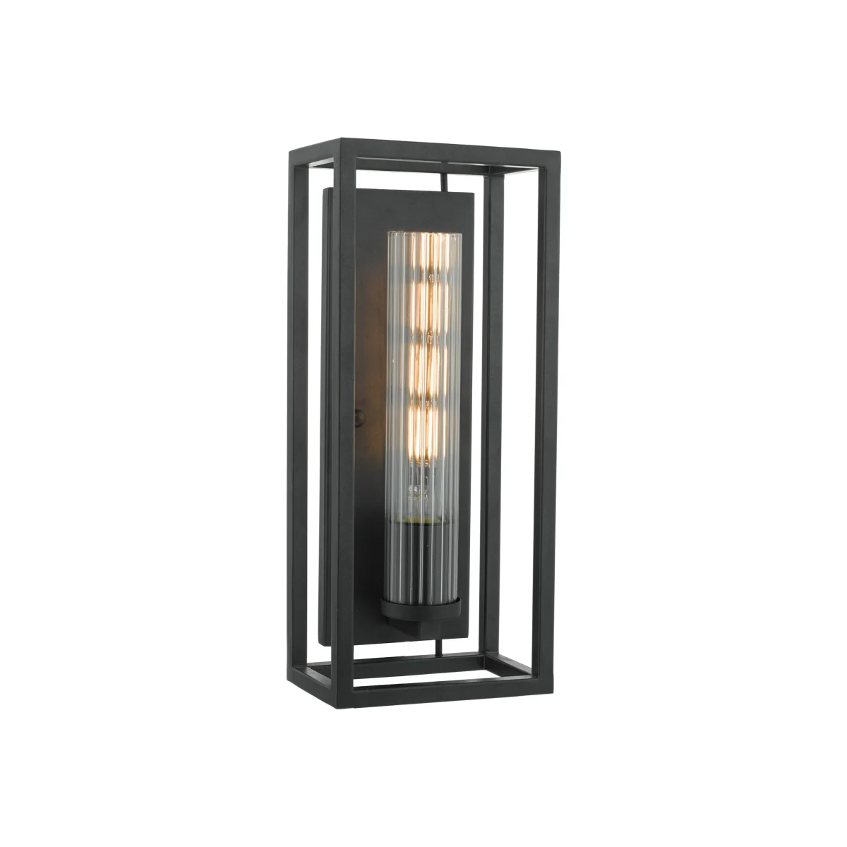 Felipe Wall Light Black Ribbed Glass – image 1