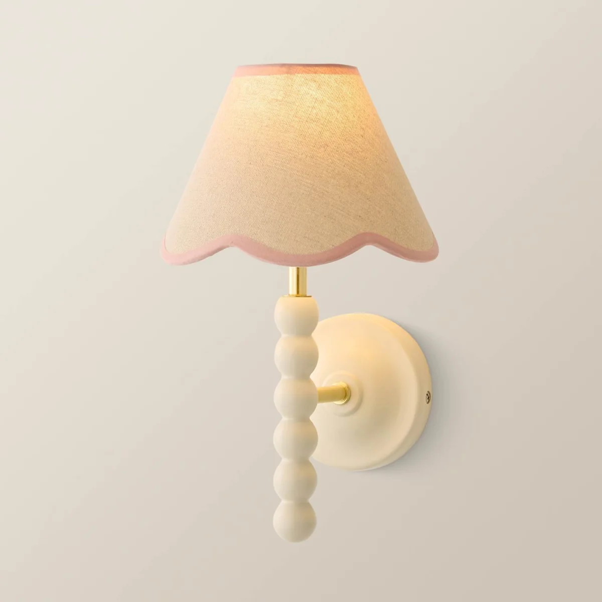 Bobbin Cream Wall Light with Trim Scallop Shade - Rose Pink / 11cm – image 4