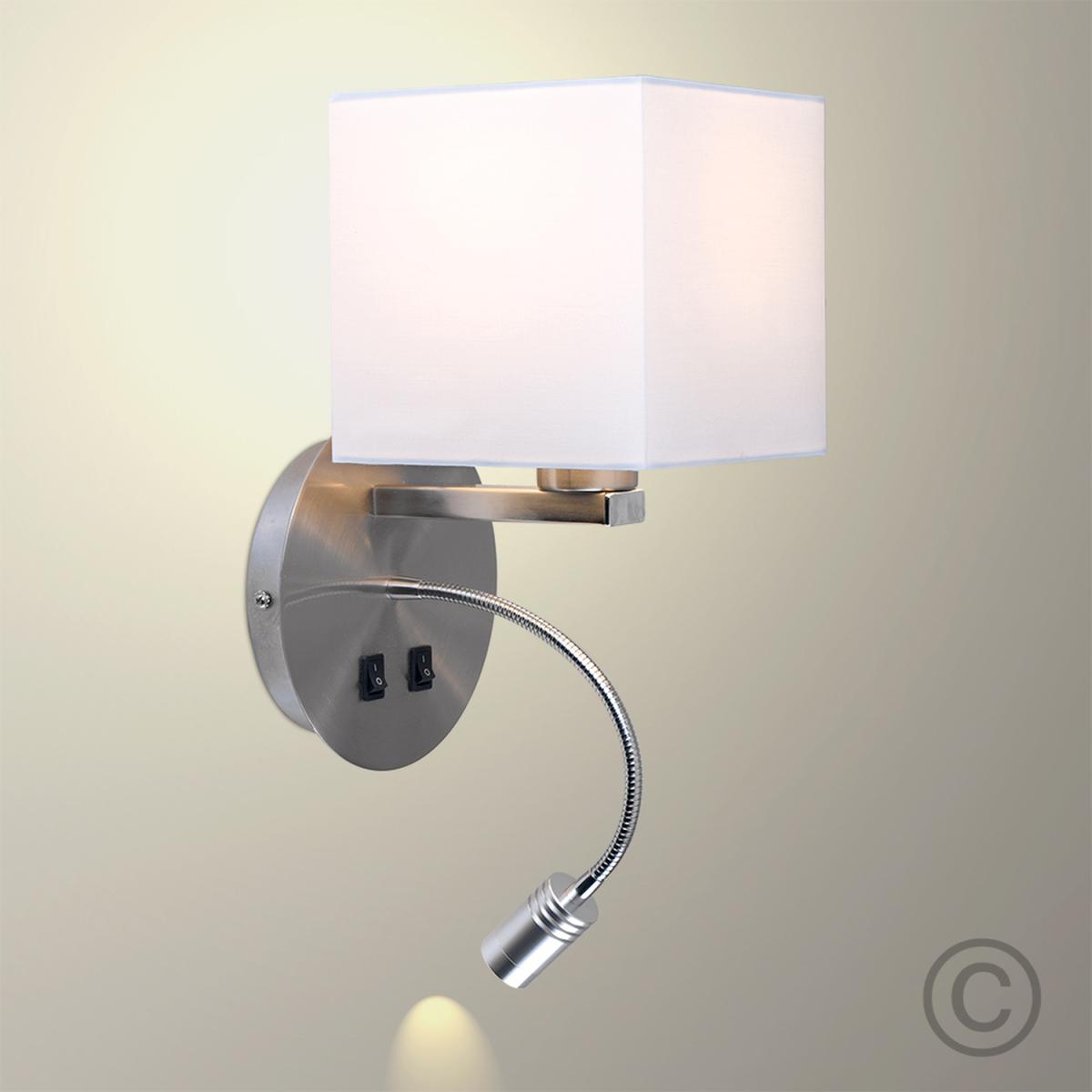 Modern Brushed Chrome Adjustable LED Reading Lamp Wall Light - Silver – image 3