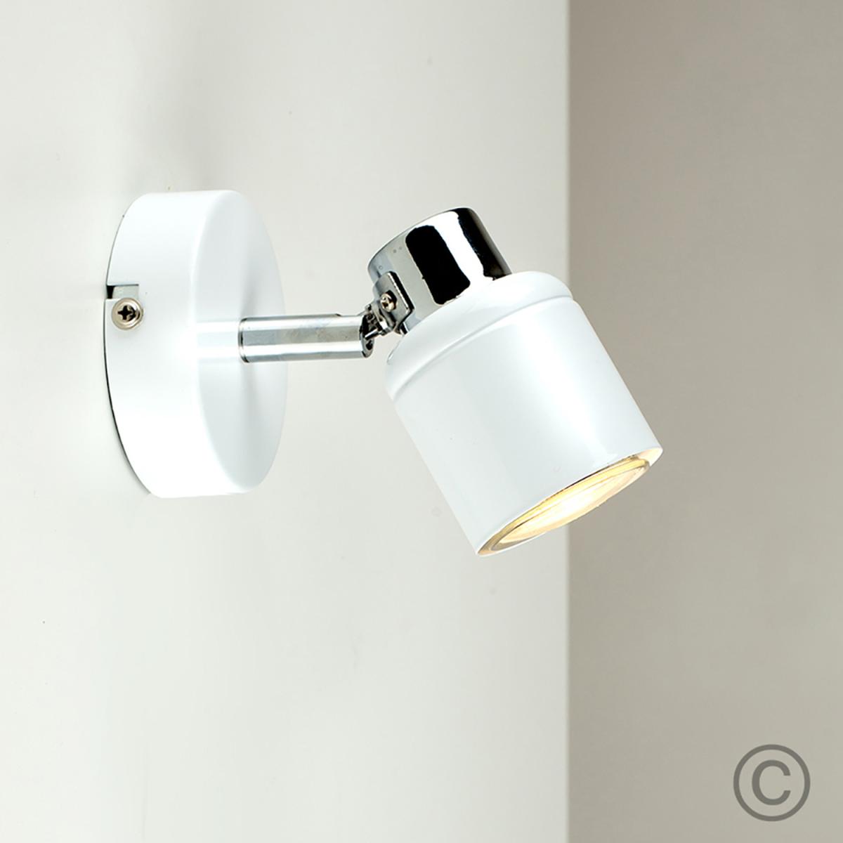 Modern Single Wall Spotlight in A Gloss White and Polished Chrome Finish - White – image 2