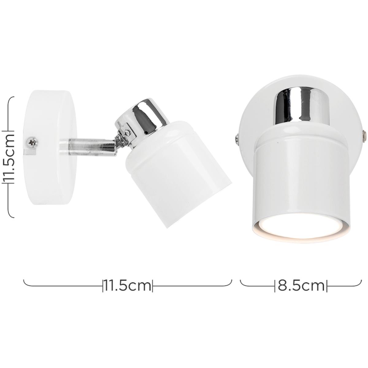 Modern Single Wall Spotlight in A Gloss White and Polished Chrome Finish - White – image 3