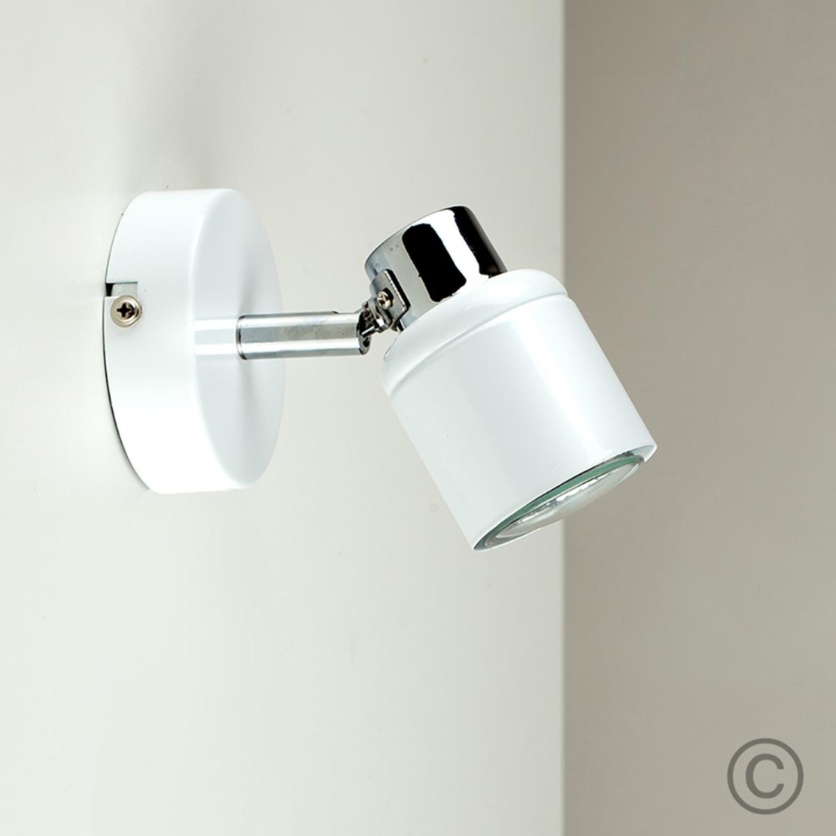 Modern Single Wall Spotlight in A Gloss White and Polished Chrome Finish - White – image 4