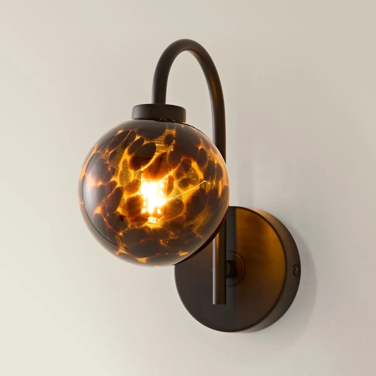 Chiara Matte Black Leopard Print Glass Globe Wall Light - Matte Black – image 4