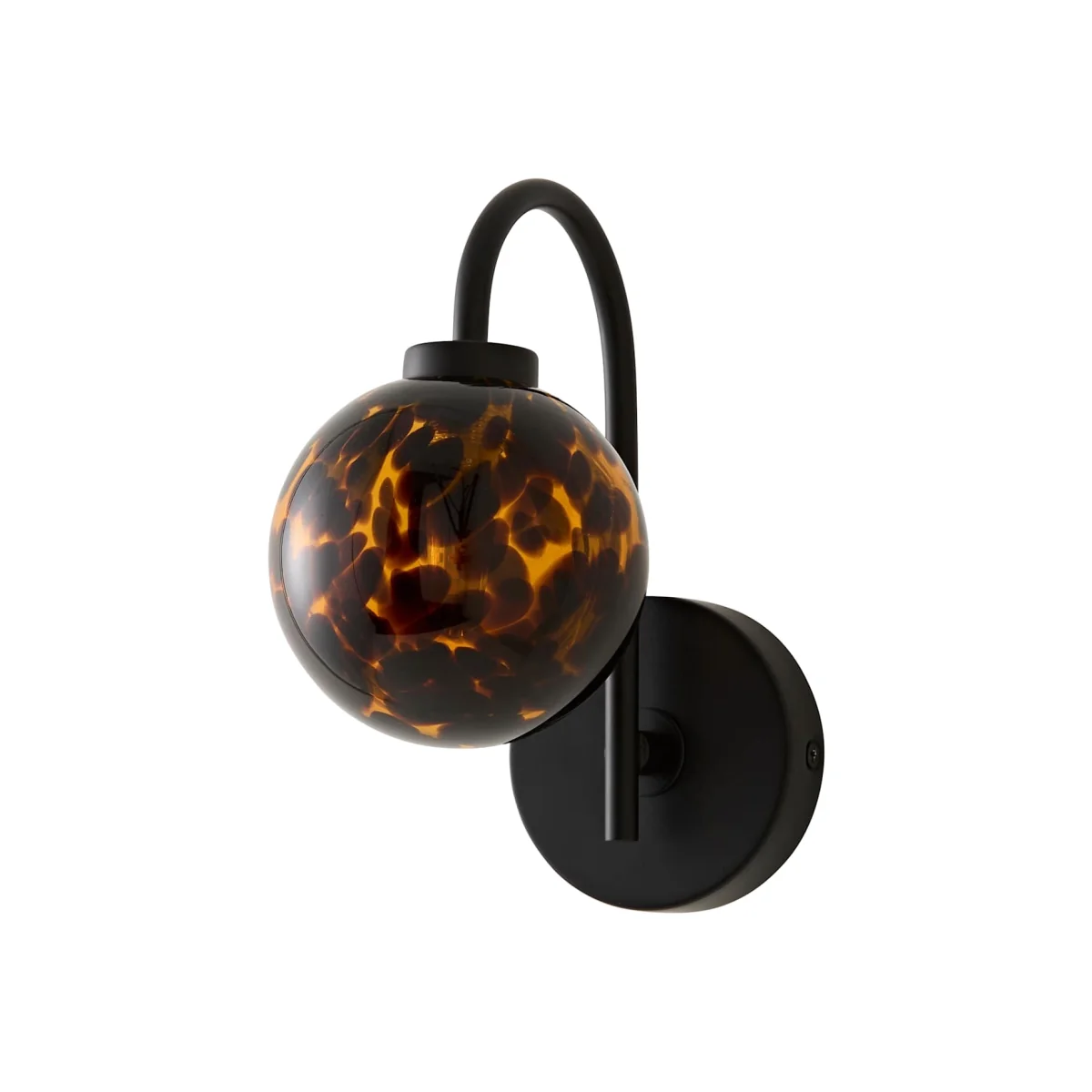 Chiara Matte Black Leopard Print Glass Globe Wall Light - Matte Black – image 1