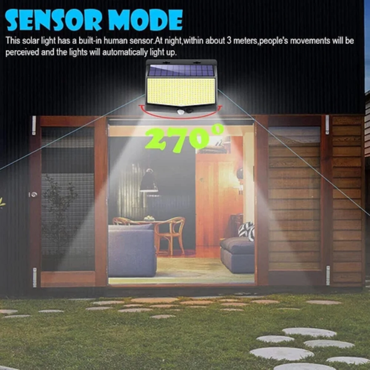 468 LED Solar Motion Sensor Wall Light - Black – image 2