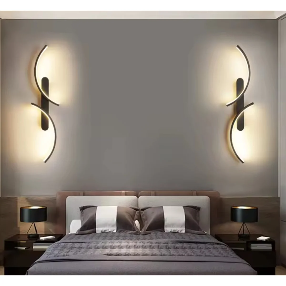 Wall Light Black Curved Design - Black – image 2