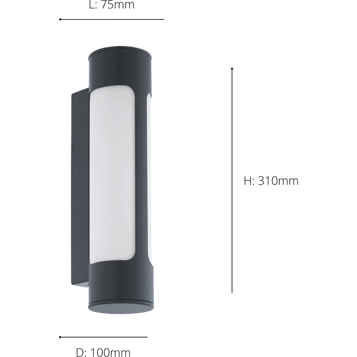 Eglo Tonego Grey Metal IP44 Integrated LED Outdoor Wall Light - White – image 3