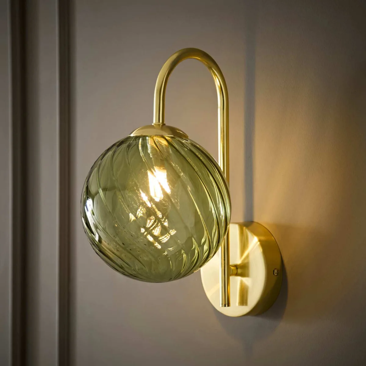 Sydney Single Glass Swirl Shade Metal Wall Light Fitting - Brushed Gold / 1 / No - Gold – image 2