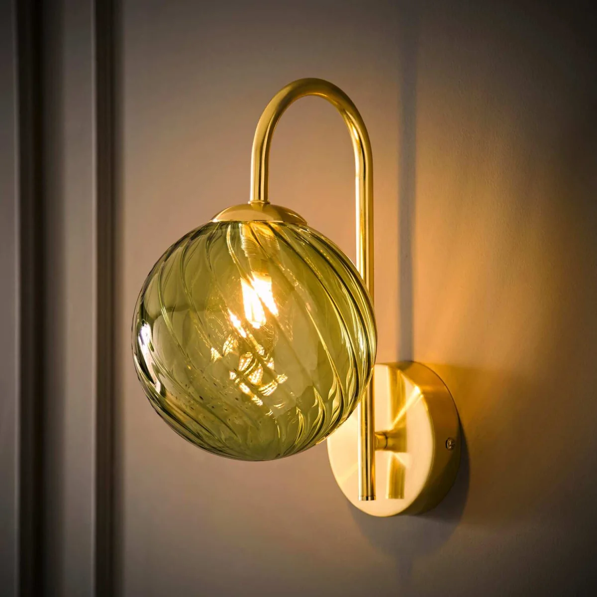 Sydney Single Glass Swirl Shade Metal Wall Light Fitting - Brushed Gold / 1 / No - Gold – image 3
