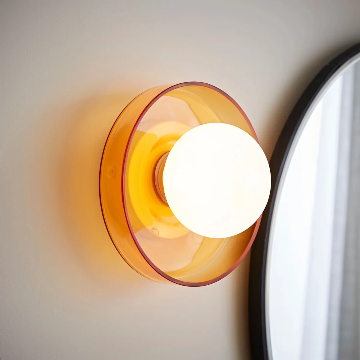 Newbury Glass Plate with Globe Shade IP44 Bathroom Wall Light - Amber / 25cm / 0.46kg / 0 – image 2