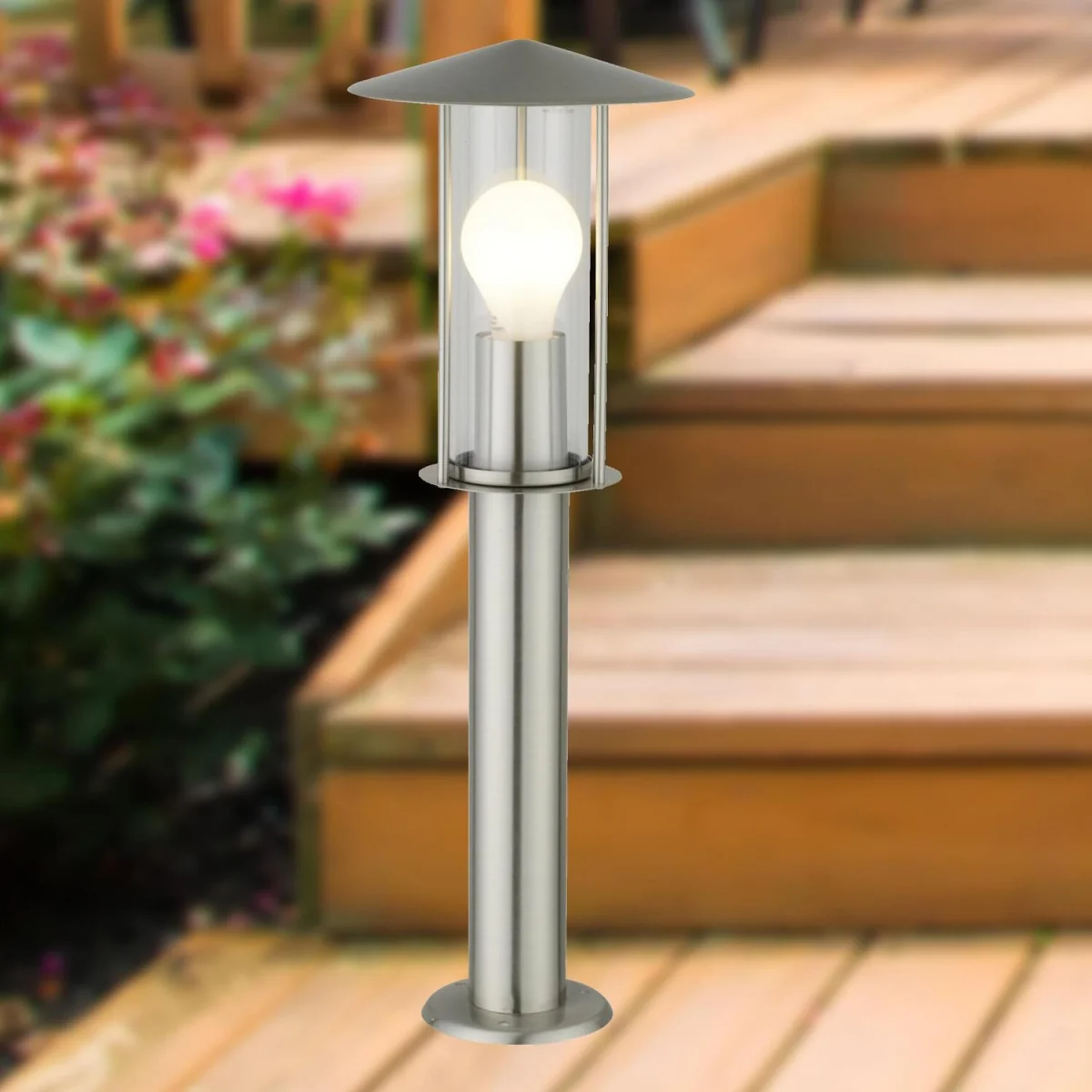 Treviso Brushed Stainless Steel Outdoor Post Light - Stainless Steel & Clear – image 3
