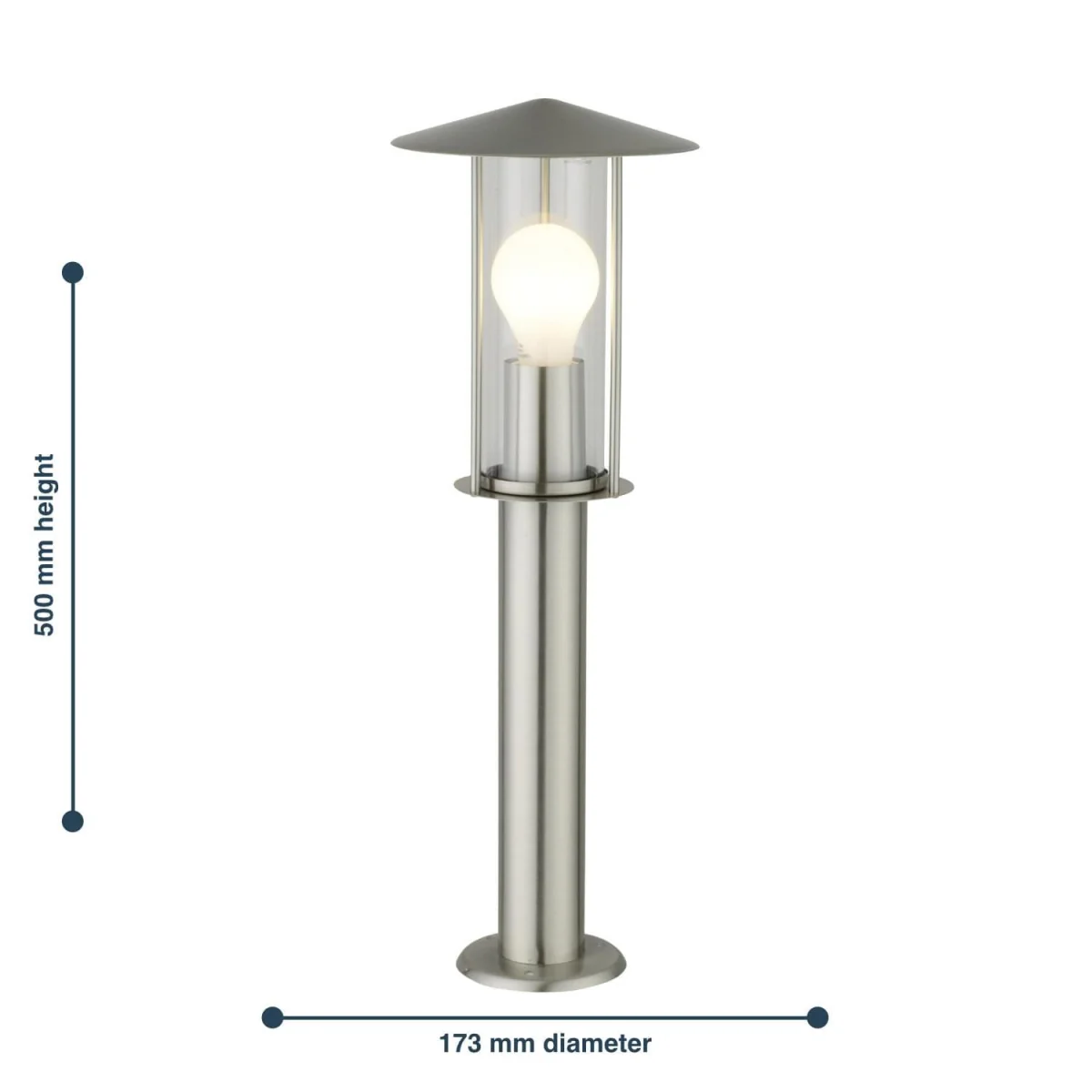 Treviso Brushed Stainless Steel Outdoor Post Light - Stainless Steel & Clear – image 5