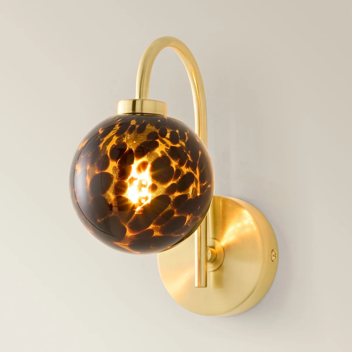 Chiara Brushed Gold Leopard Glass Globe Wall Light - Brushed Gold – image 5