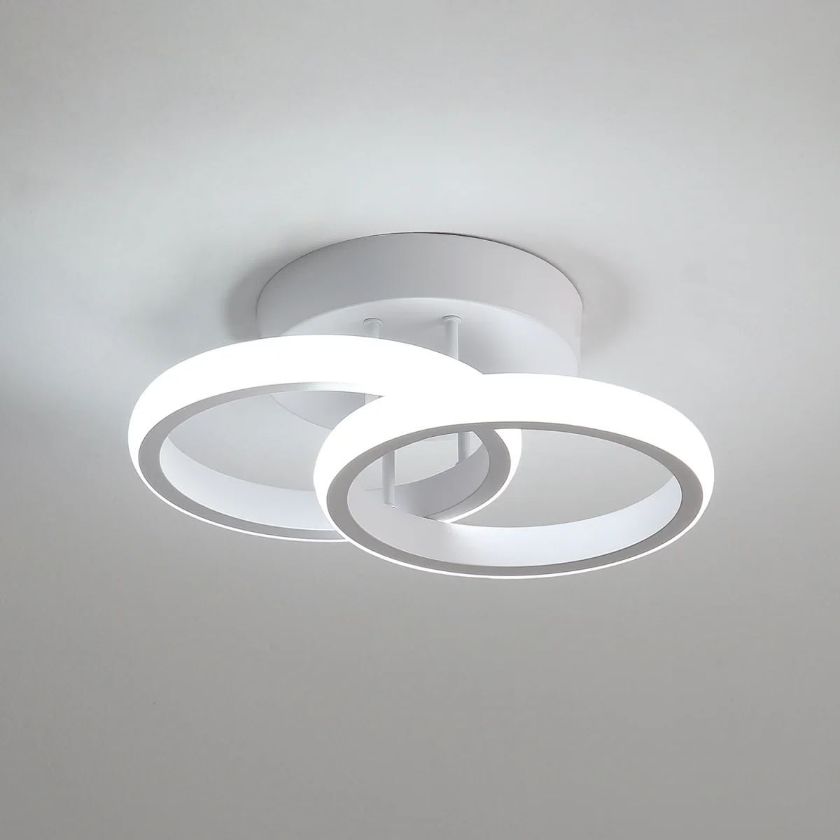 GOECO 25cm Aluminium 22W Double Circle LED Wall Light-Black 6500K - White / 0.5kg