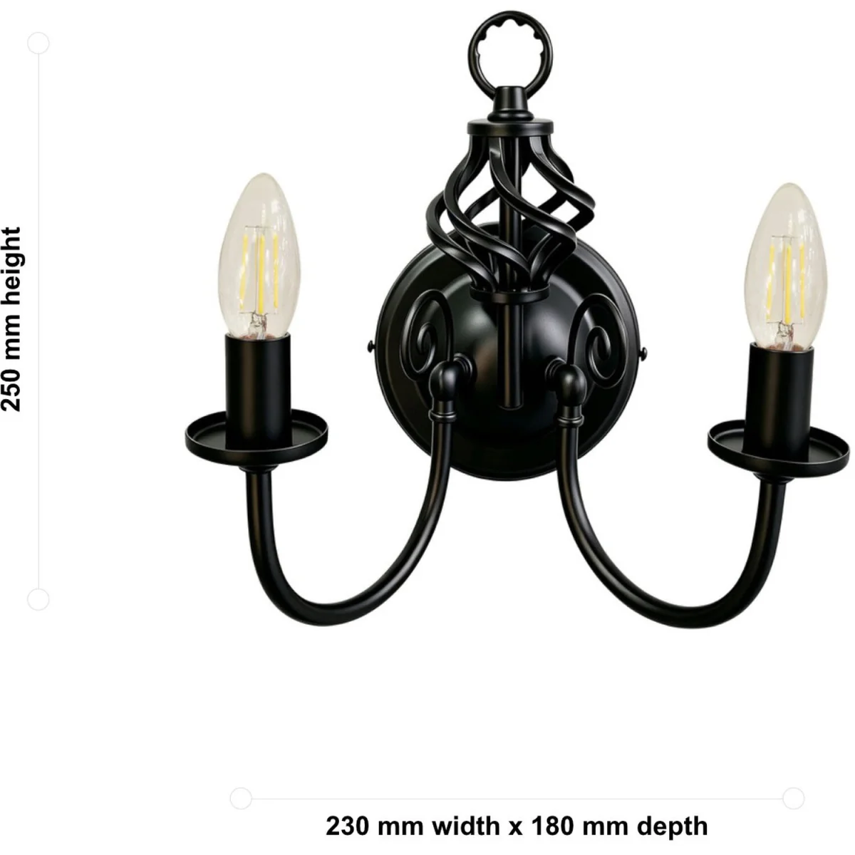 Barley Twist 2lt Wall Light - Black Paint – image 3