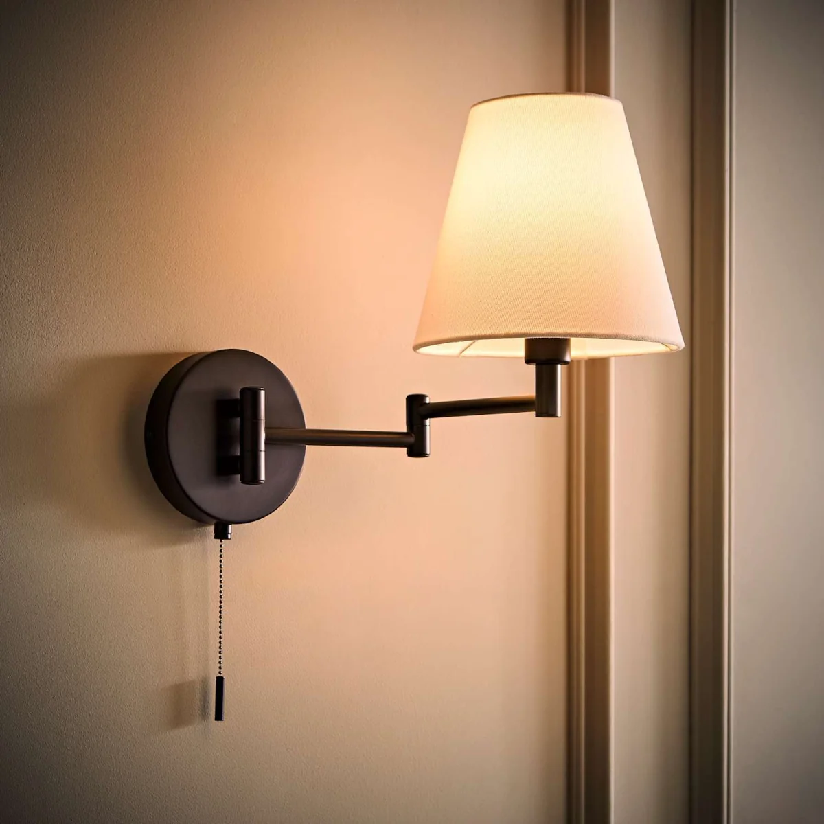 Sonia Pair Swing Arm Wall Light with Tapered Shade - Black – image 2