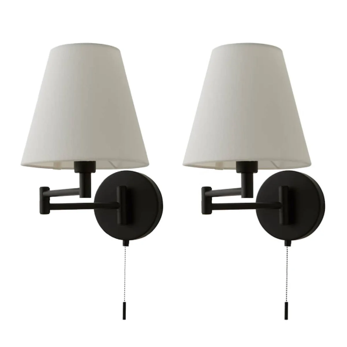 Sonia Pair Swing Arm Wall Light with Tapered Shade - Black – image 5