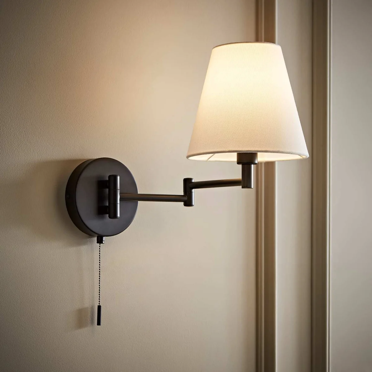 Sonia Pair Swing Arm Wall Light with Tapered Shade - Black – image 1