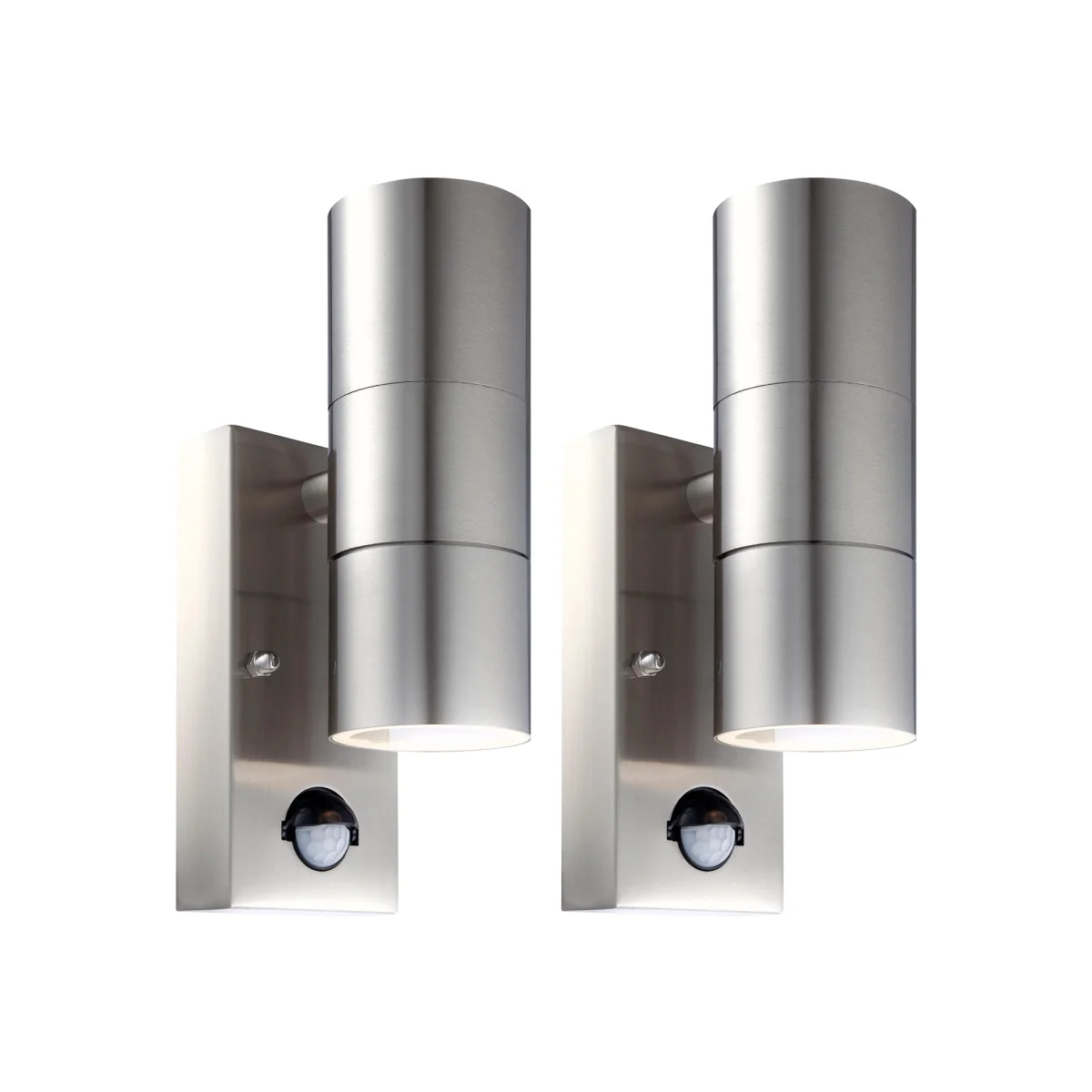Set Of 2 Blaze Marine Grade Steel Motion Sensor Wall Lights - Marine Grade & Clear – image 1