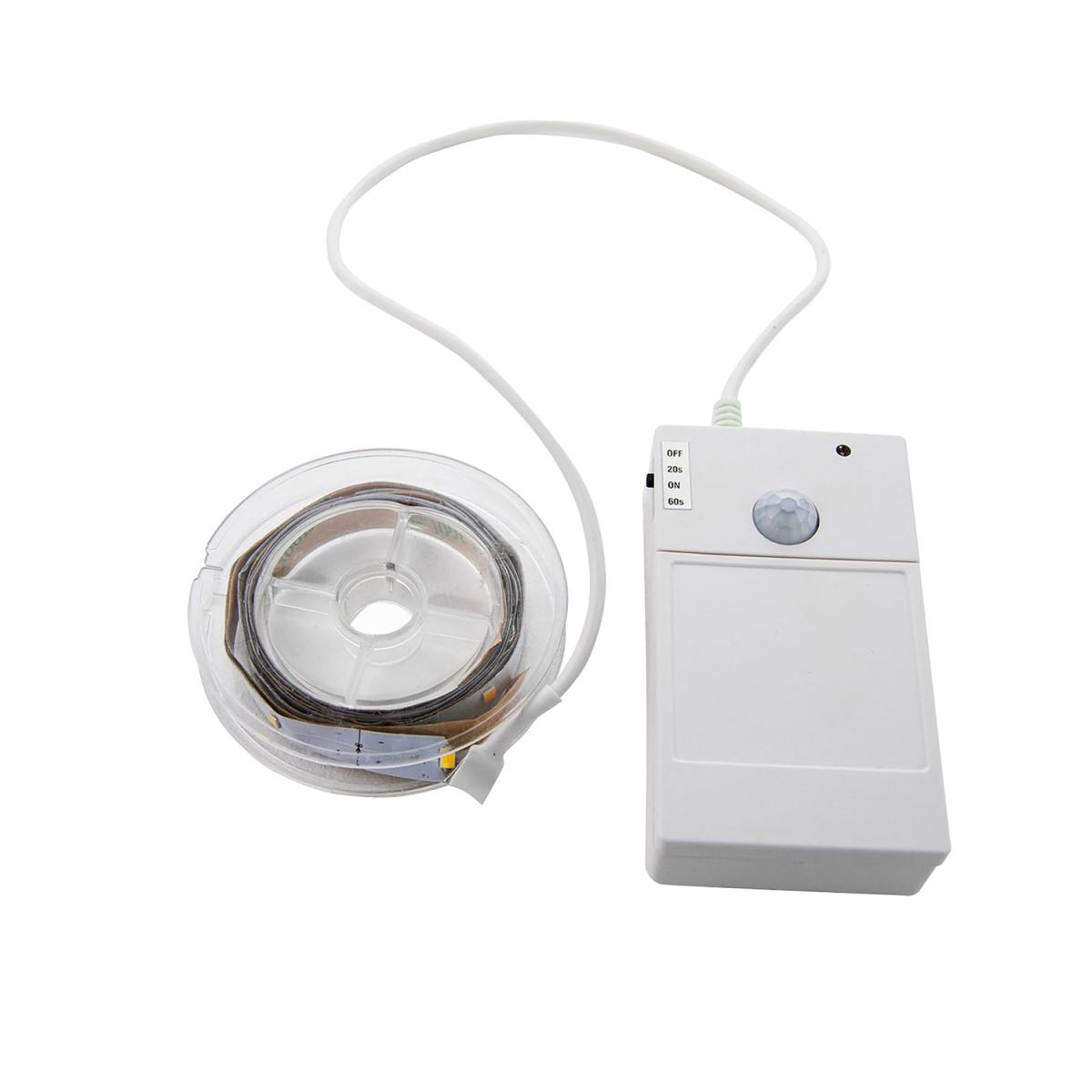 LED Cool White 1M Battery Operated PIR Strip Light - White – image 2