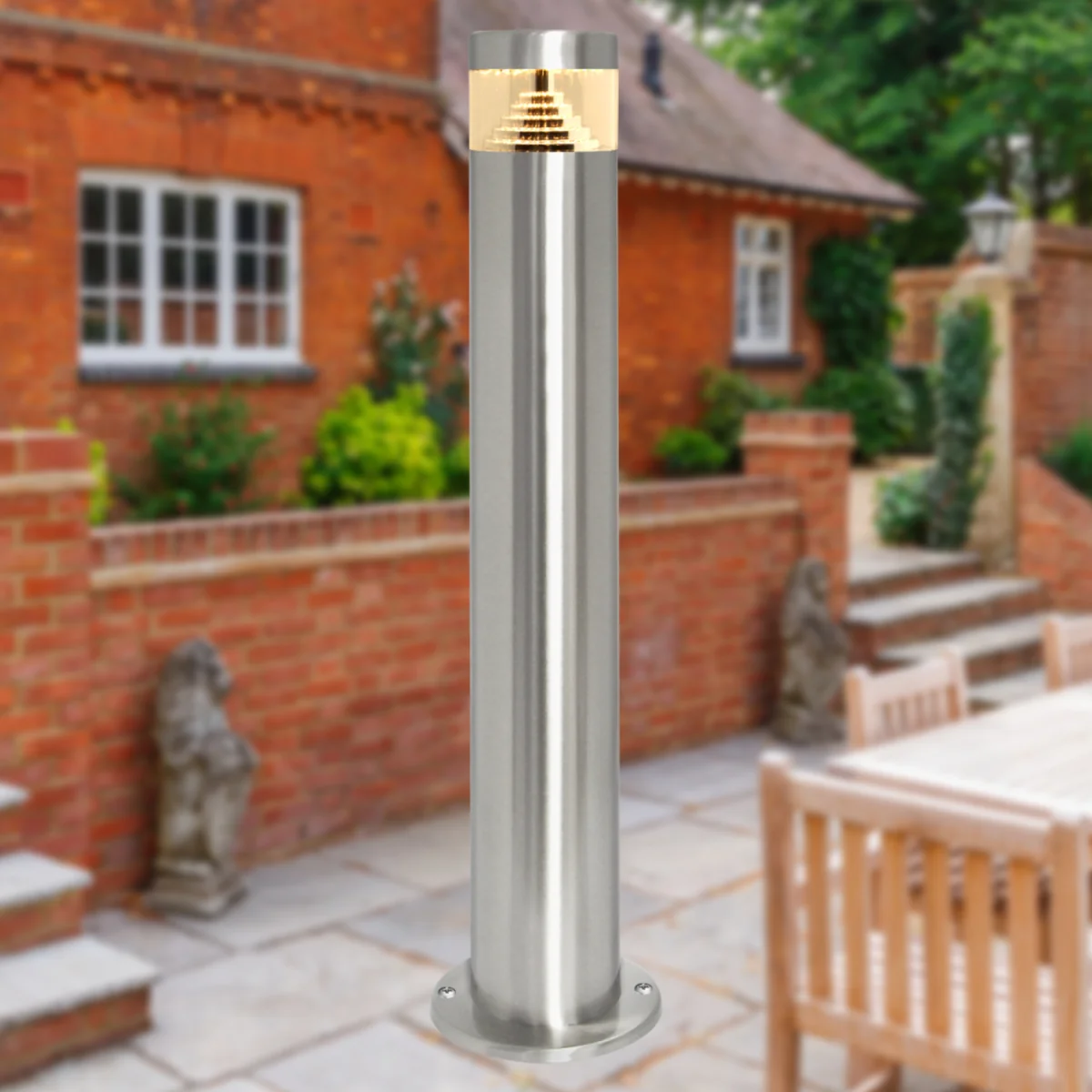 Pyramid Outdoor Post Light - Brushed Stainless Steel And Clear Pc – image 2