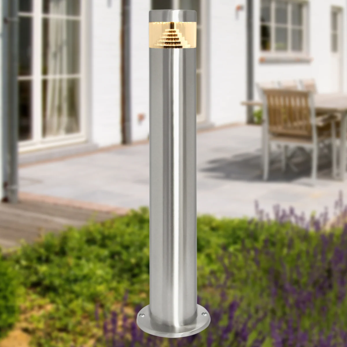Pyramid Outdoor Post Light - Brushed Stainless Steel And Clear Pc – image 6