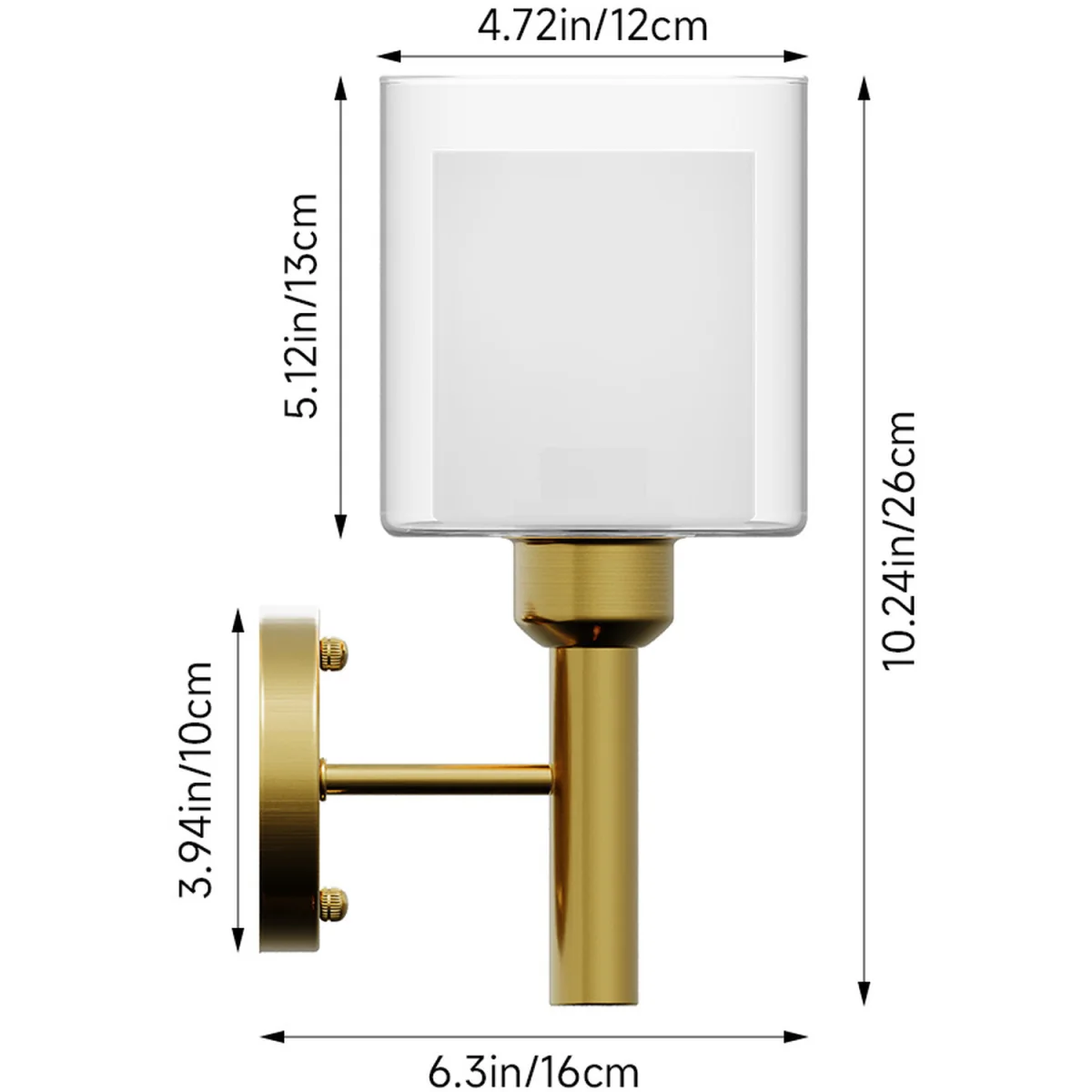 Modern Wall Lamp with Double Layer Glass Shade - Gold – image 3