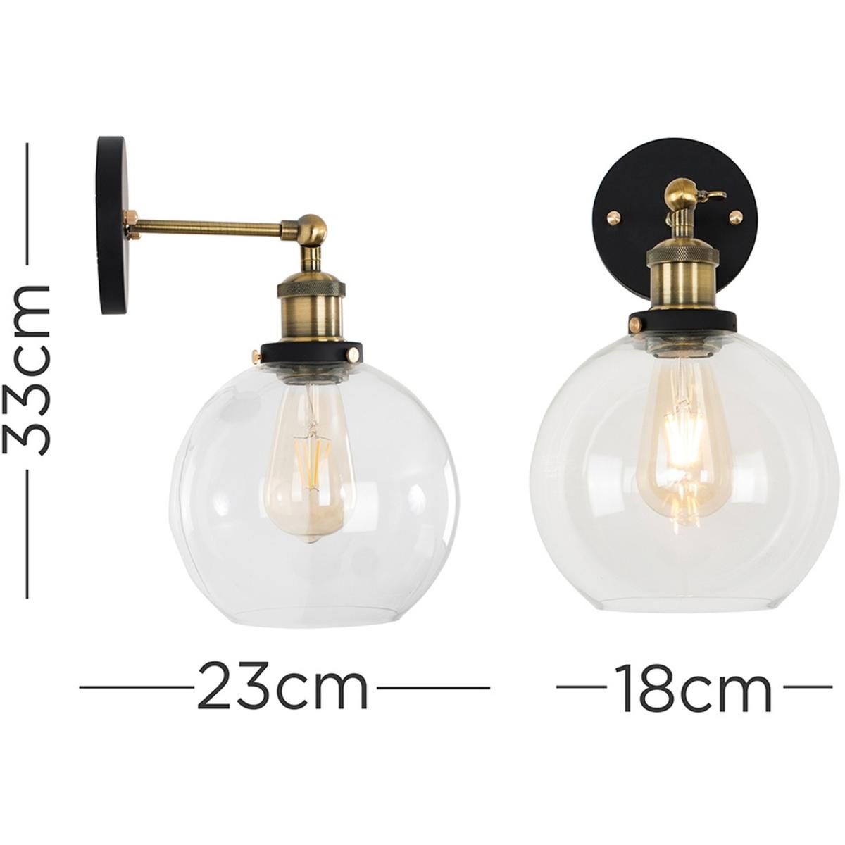 Industrial Style Black And Gold Wall Light With Tinted Glass Shade - Brass – image 5