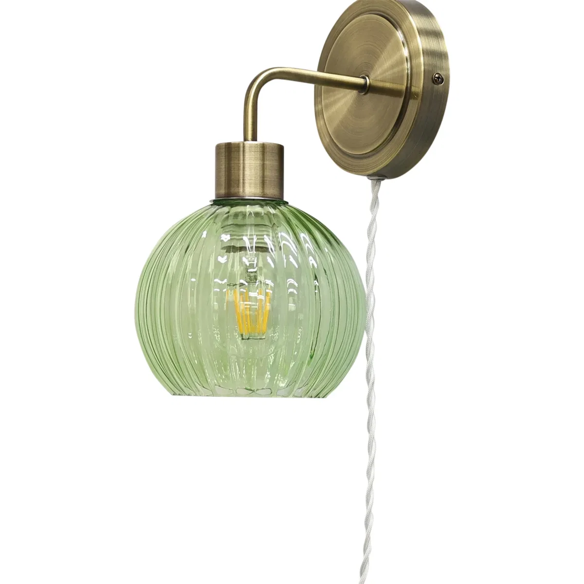 Toby Antique Brass Plug In Wall Light With Betchley Green Shade - Antique Brass & Green – image 2