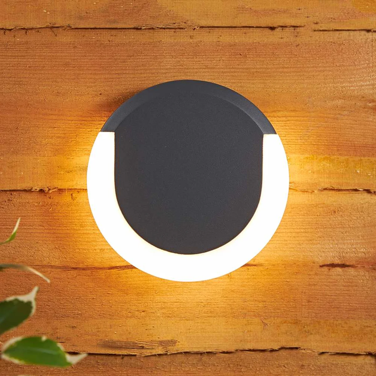 Biard Crescent Halo LED Large Circular Outdoor Wall Light - Black – image 2