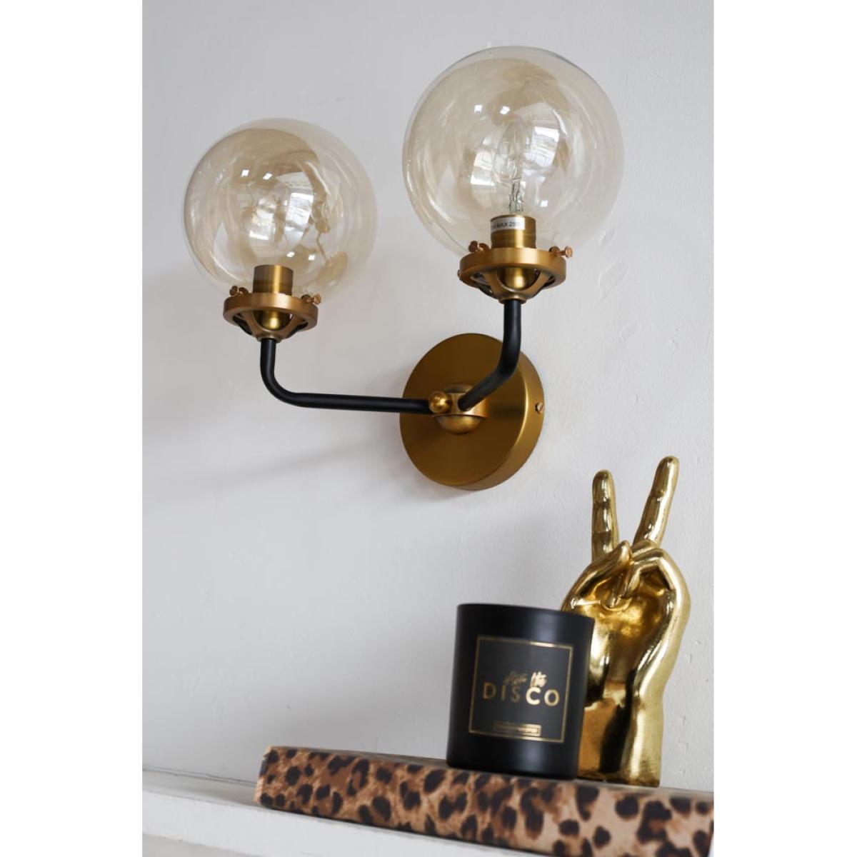 Double Globe Smoked Glass Wall Light – image 2