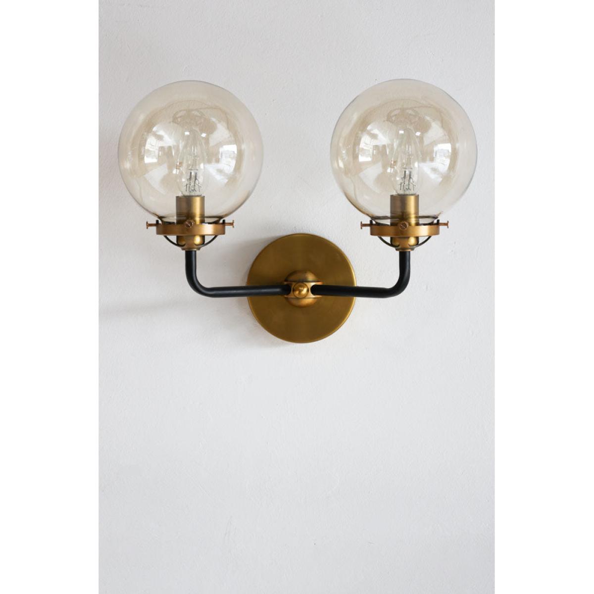Double Globe Smoked Glass Wall Light – image 3